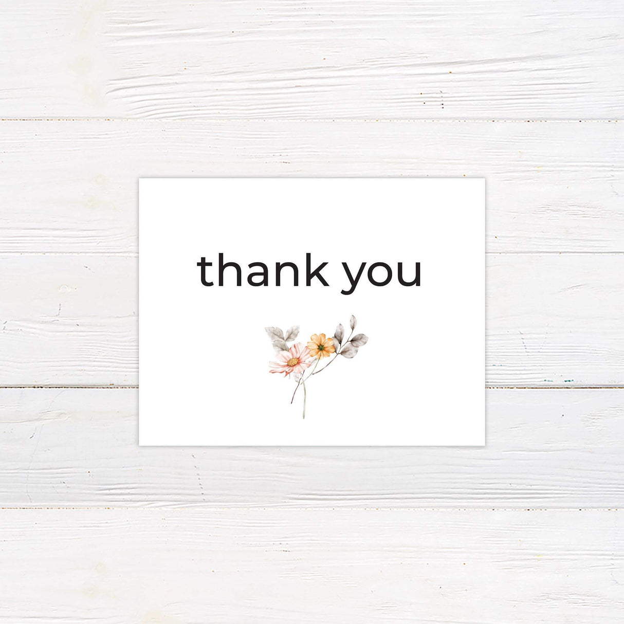Peach Watercolor Flower Thank You Cards - goprintplus