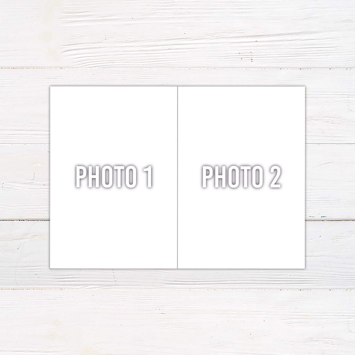 Template for Christmas Photo Card with two-photo collage design on back side