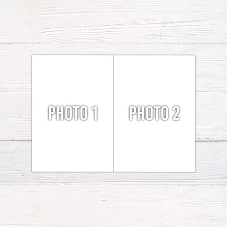 Template for Christmas Photo Card with two-photo collage design on back side