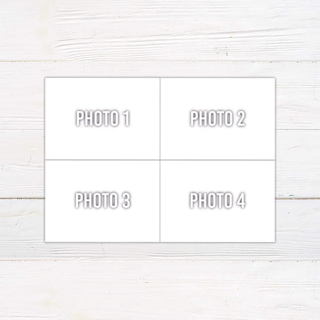 Template for Christmas Photo Card with four photo placeholders on back side
