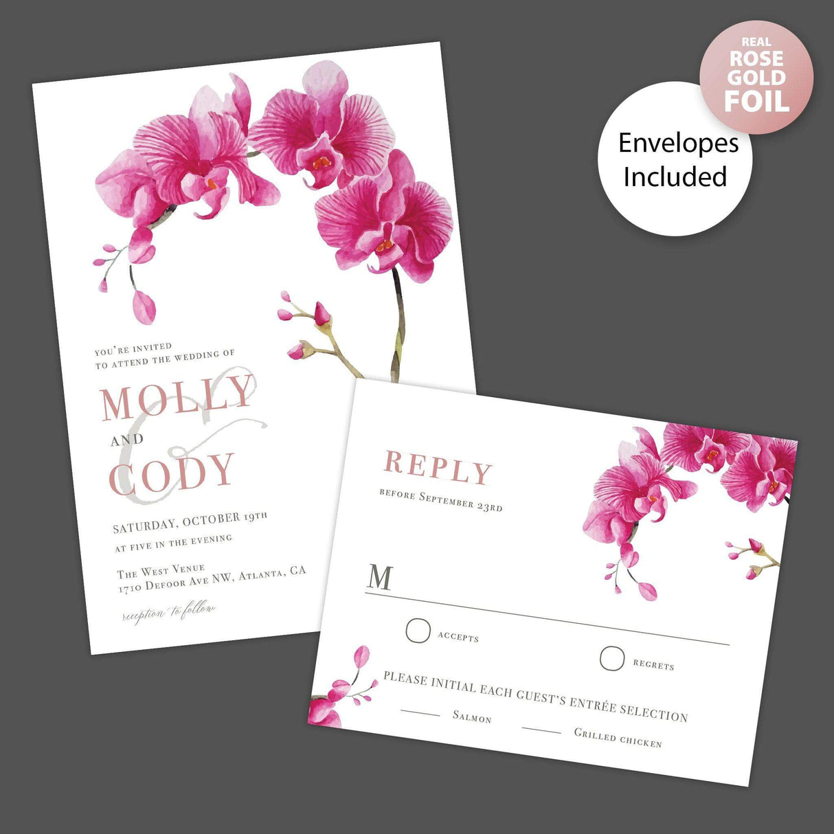 Pink Blossom Foil Invitation - goprintplus