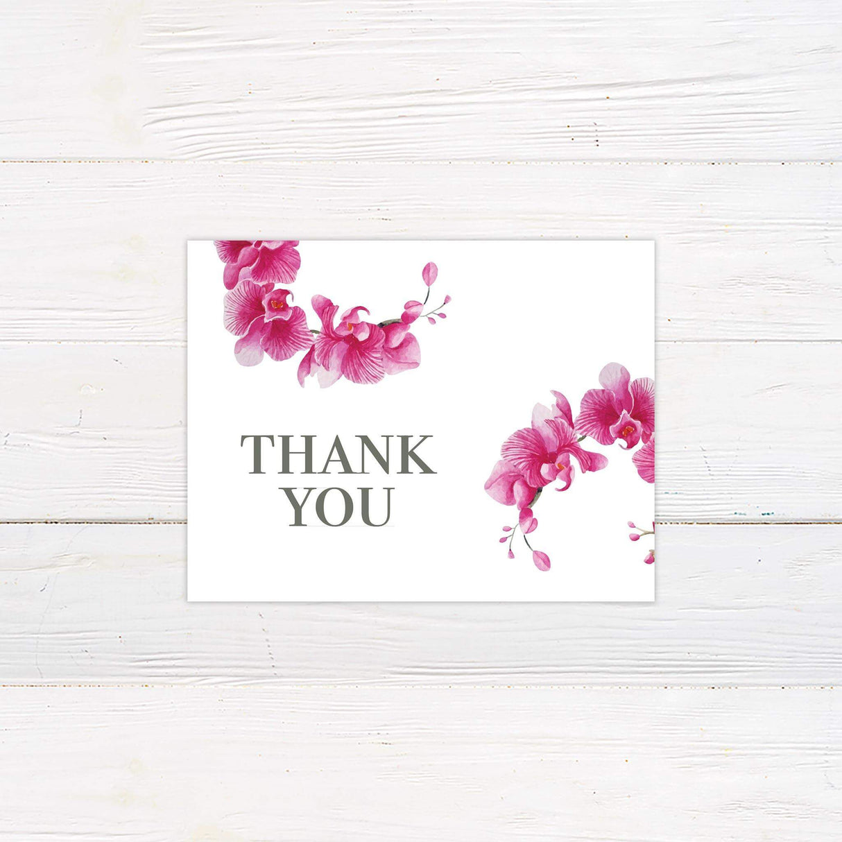 Beautiful thank you card with a soft watercolor pink orchid design, perfect for expressing gratitude with an elegant and timeless floral touch