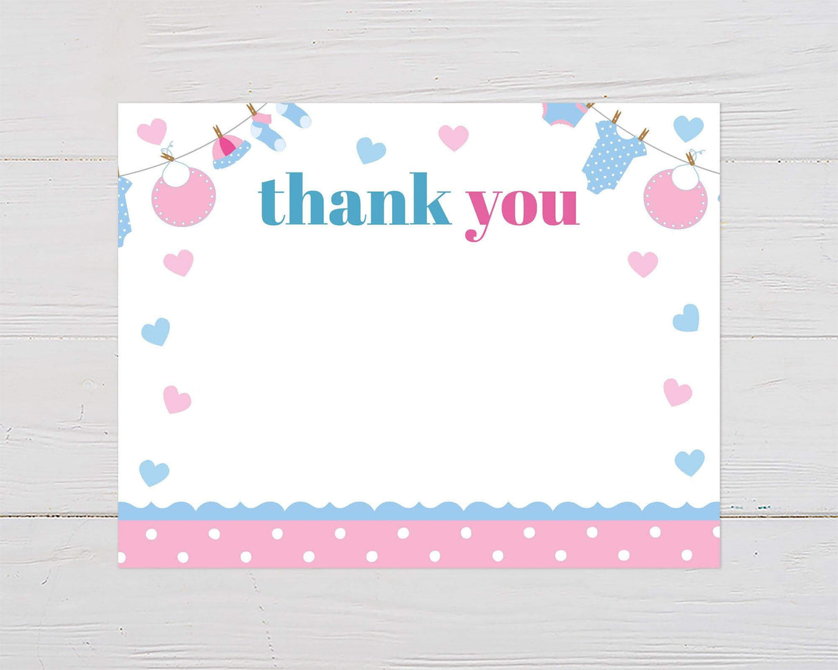 Pink Blue Elephant Thank You Card - goprintplus