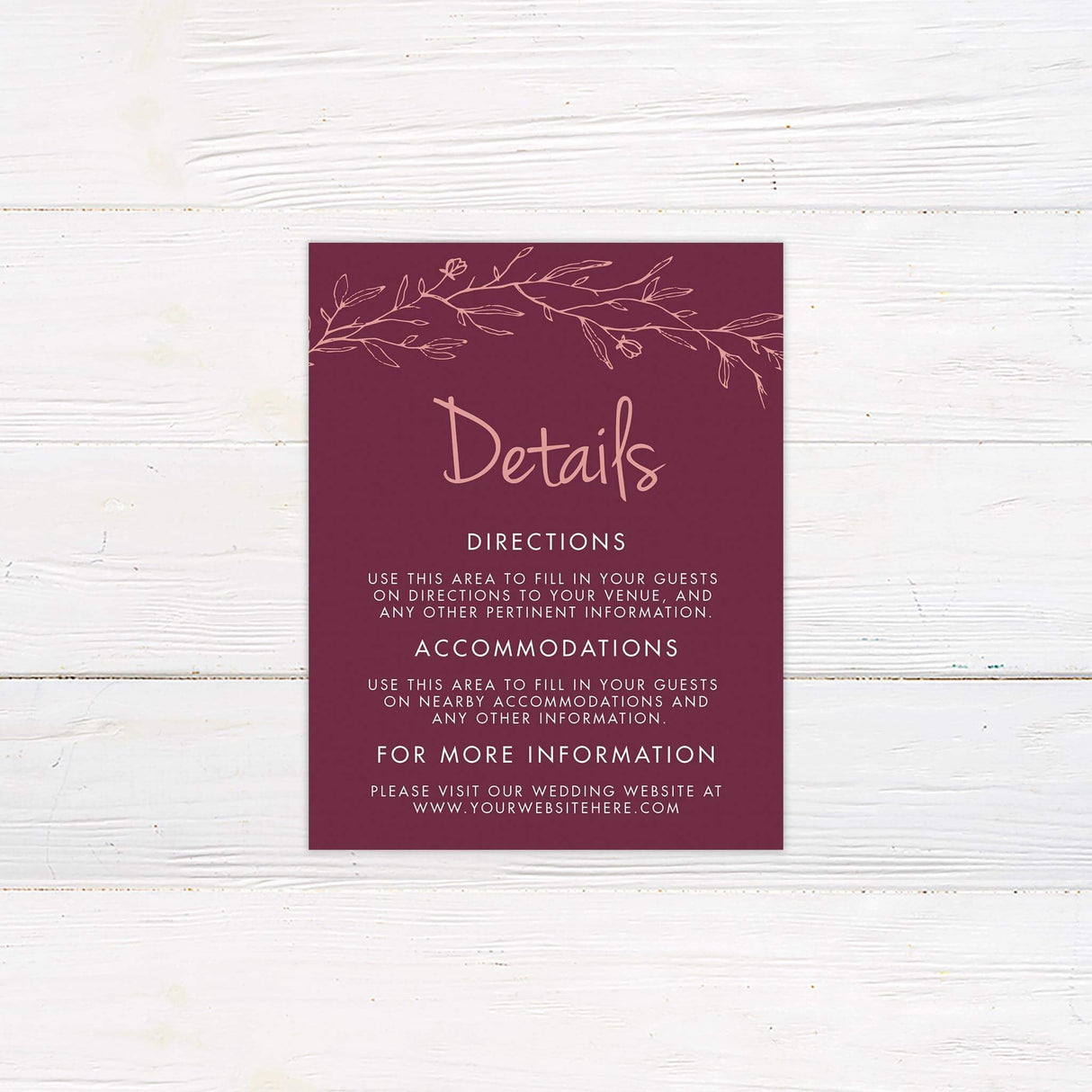 Pink Branch Details Cards - goprintplus