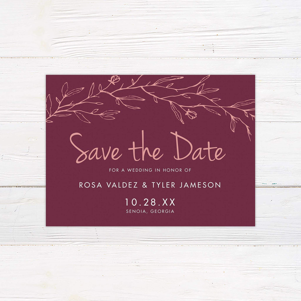 Pink Branch Save The Date - goprintplus