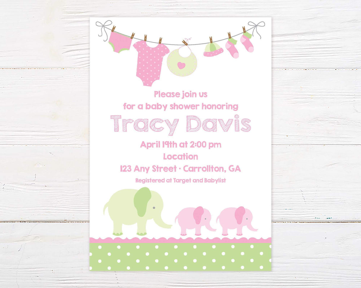 Pink Green Elephants Shower - goprintplus