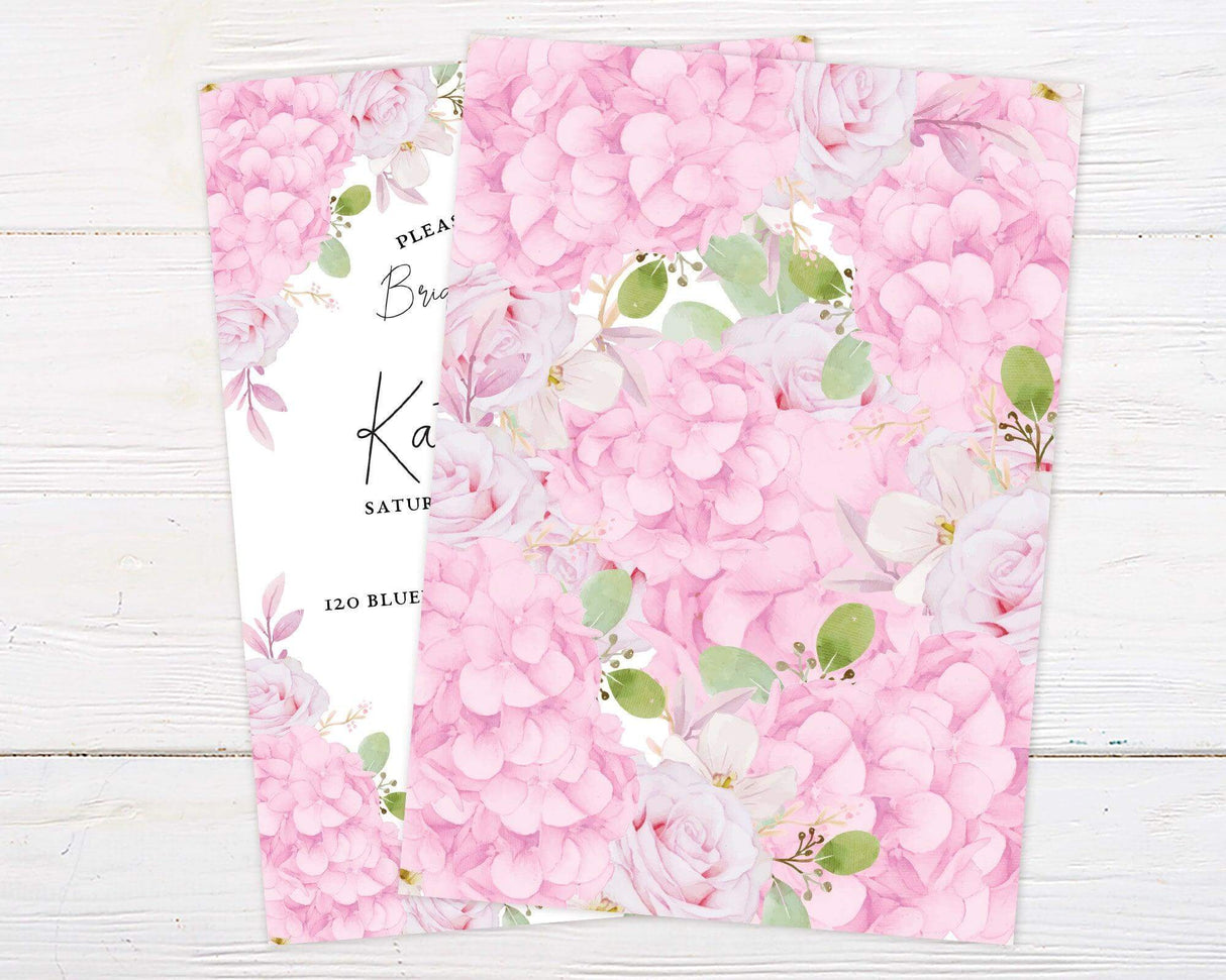 Pink Hydrangea Bridal Shower Invitation with floral design for elegant and charming event announcements.