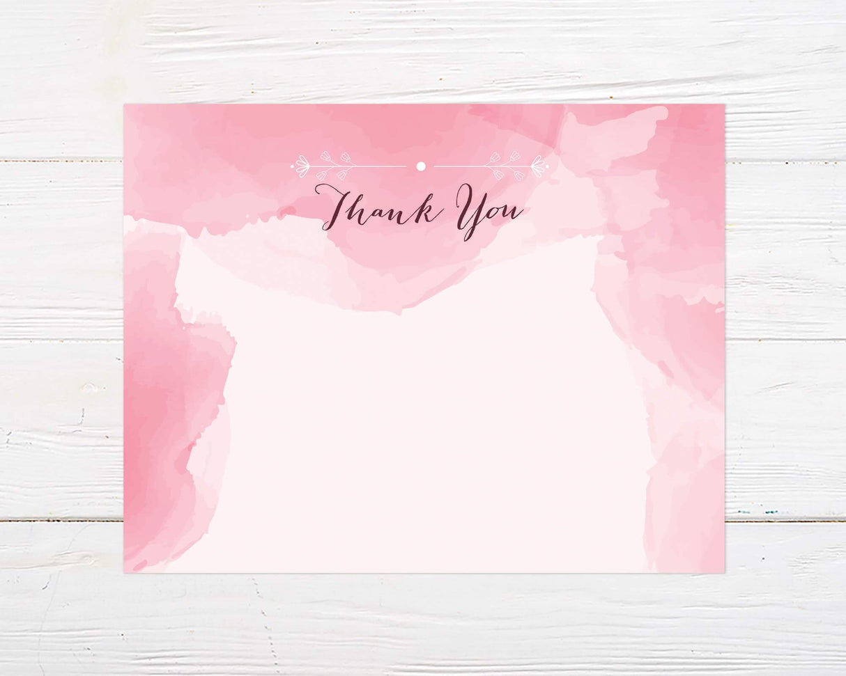 Pink Watercolor Thank You Card - goprintplus