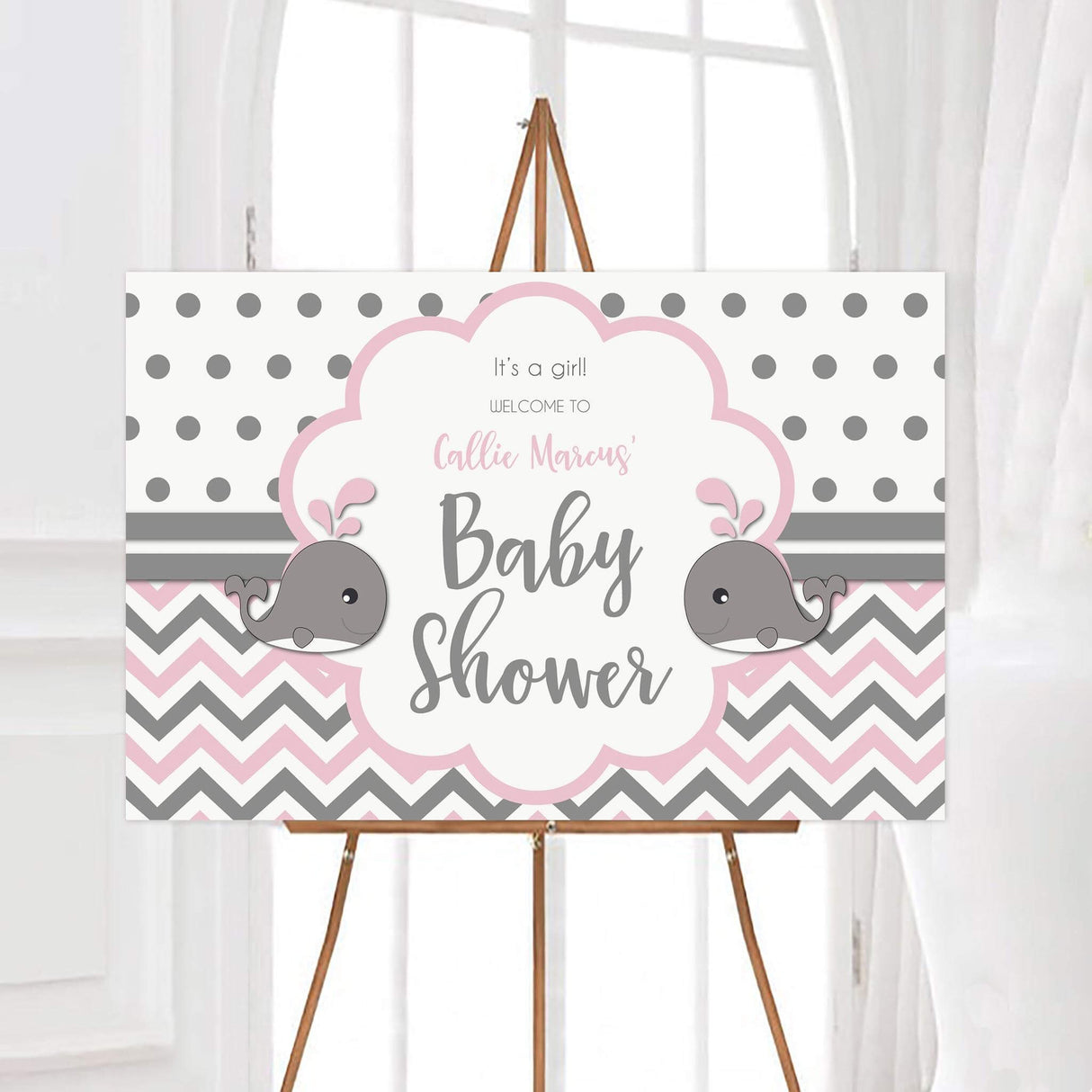 Pink Whales Baby Shower - goprintplus