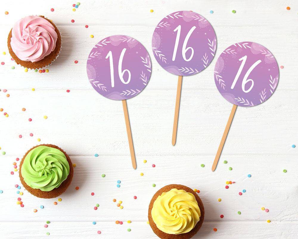 Purple Birthday Cupcake Topper - goprintplus