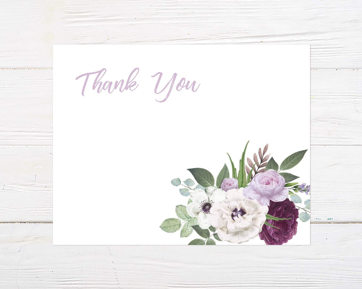 Purple Bouquet Thank You Card - goprintplus