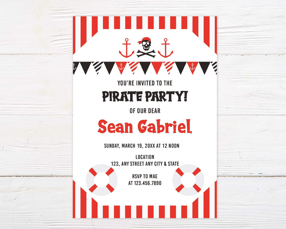 Red Pirate Invitation - goprintplus