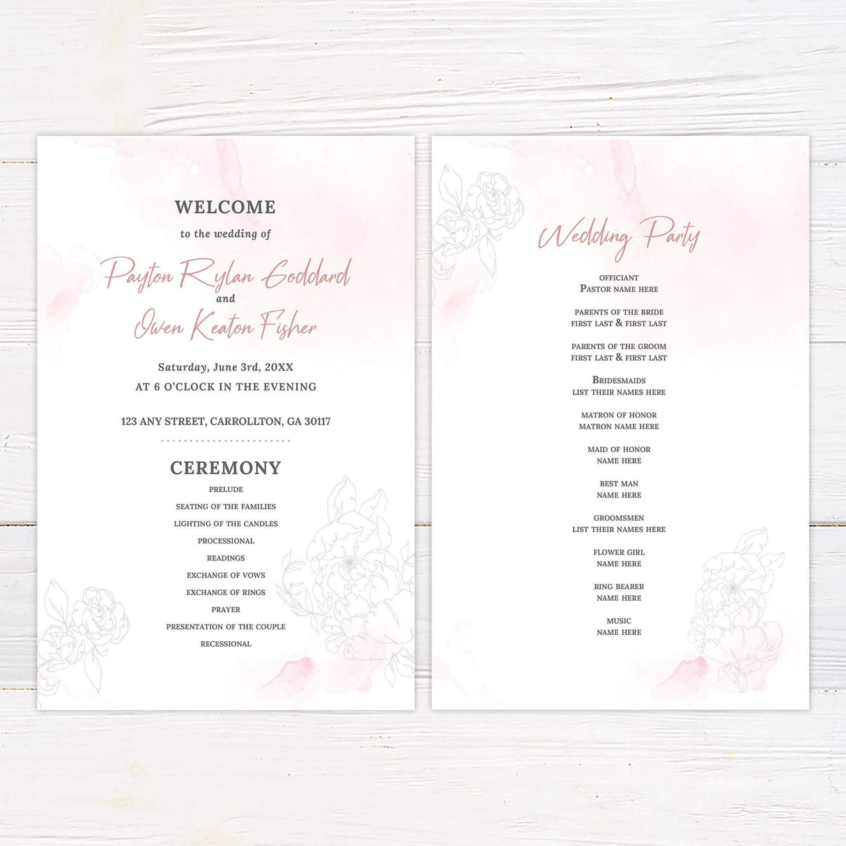 Rosy Watercolor Invitations - goprintplus