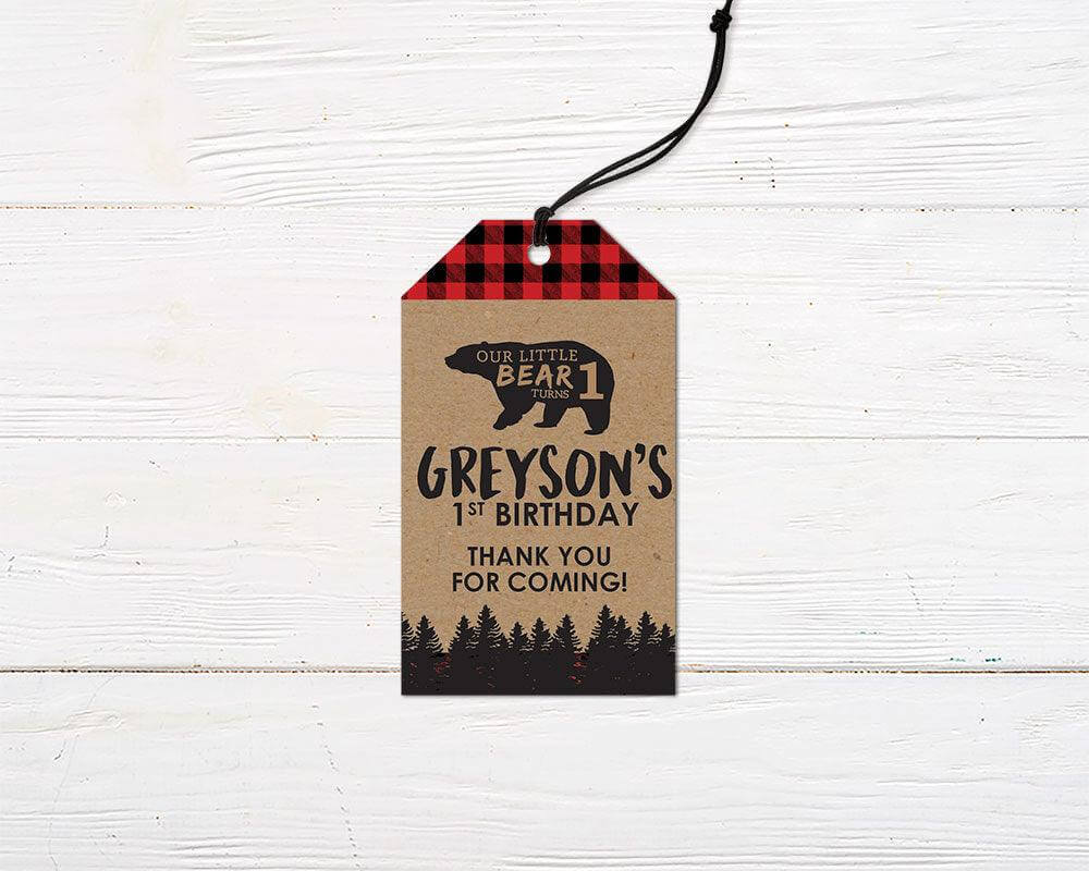 Rustic Bear Favor Tag - goprintplus