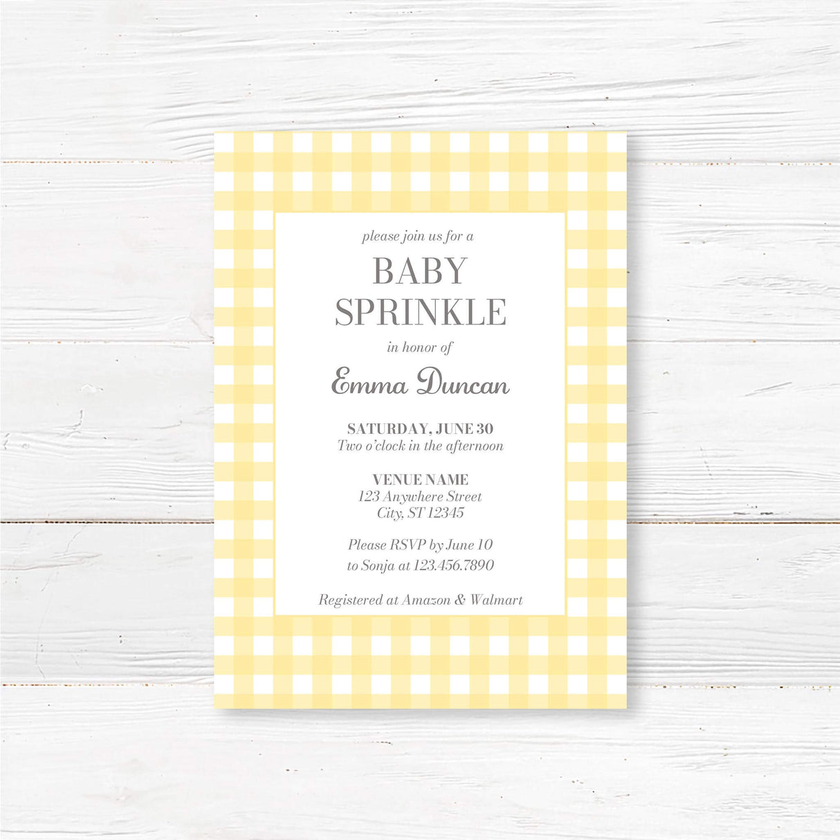 Rustic Gingham Baby Shower Invitation – Buffalo Check Printed Baby Shower Card
