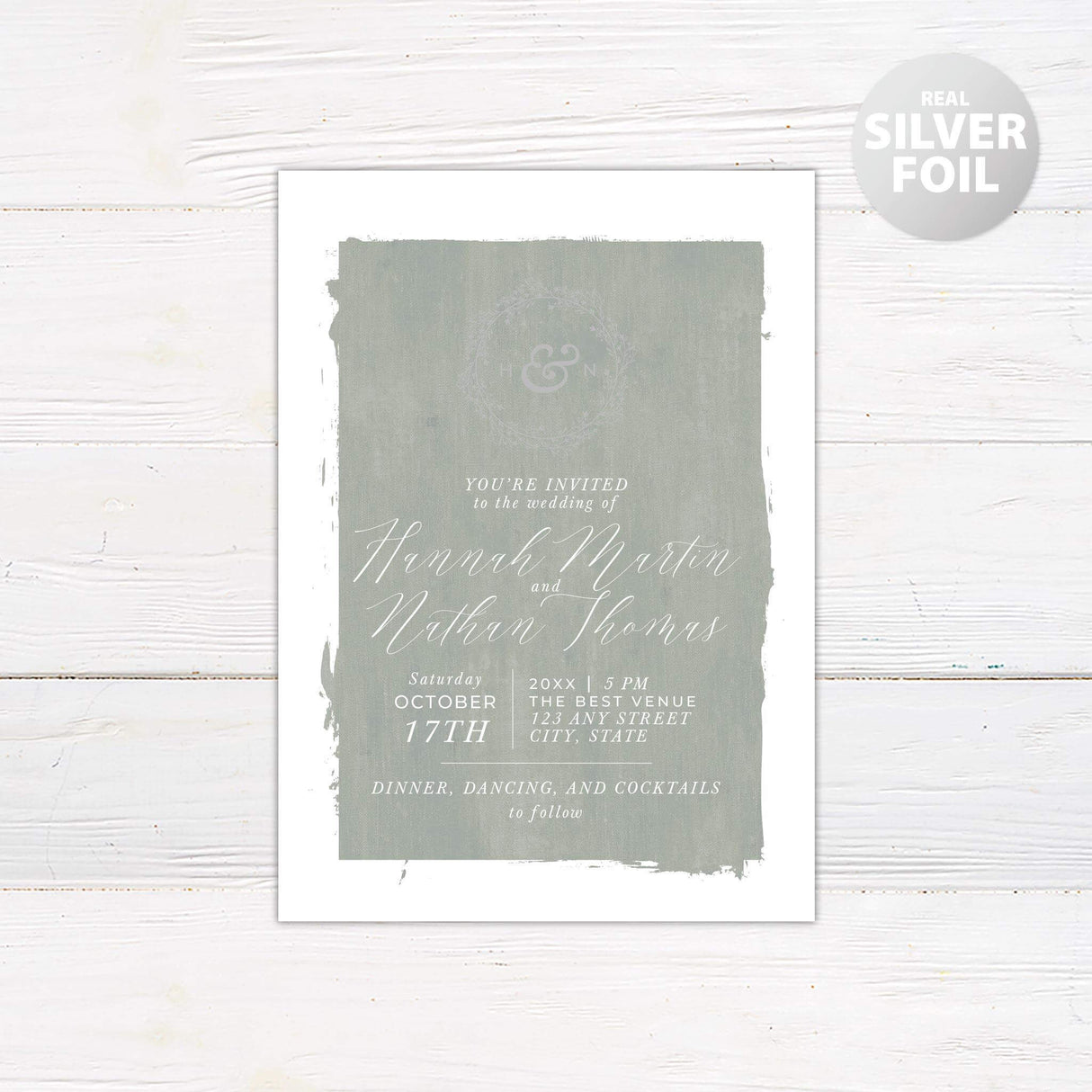 Seafoam Canvas Foil Invitation - goprintplus