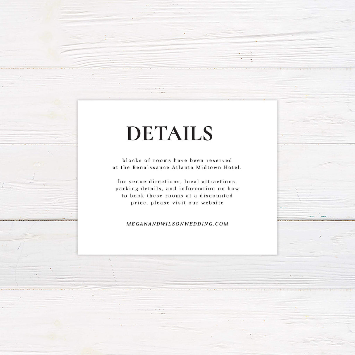 Simple Bold Minimalist Details card with modern clean design and elegant text