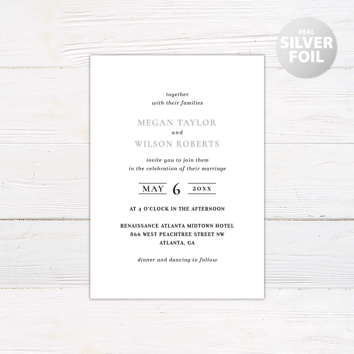 Simple Bold Minimalist Foil Invitation - goprintplus