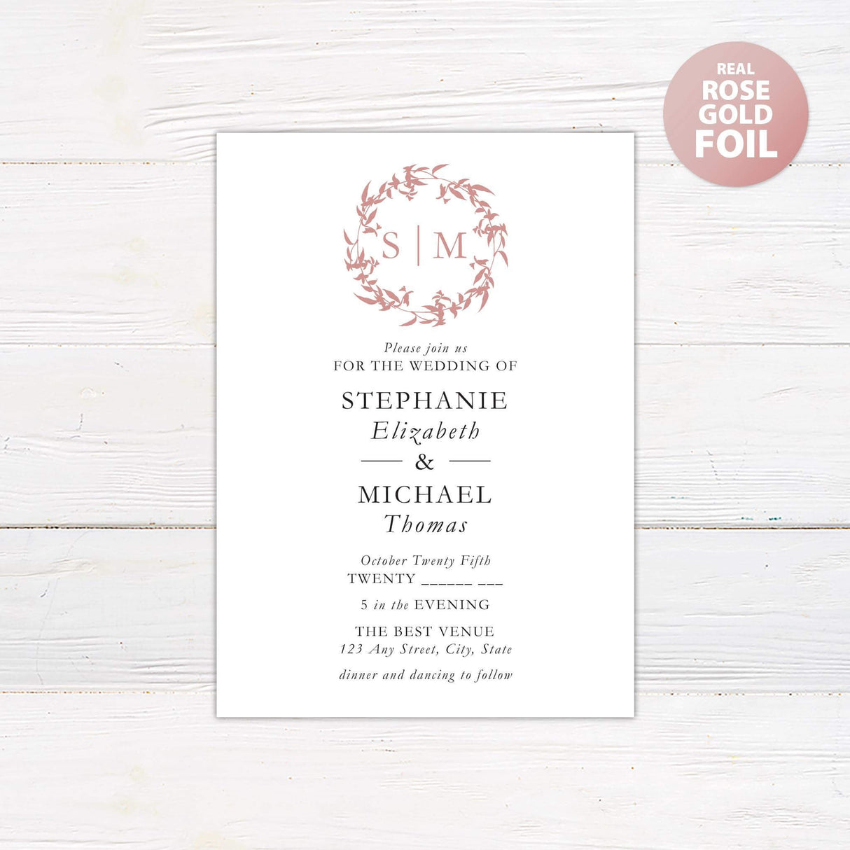 Simple Branches Foil Invitation - goprintplus