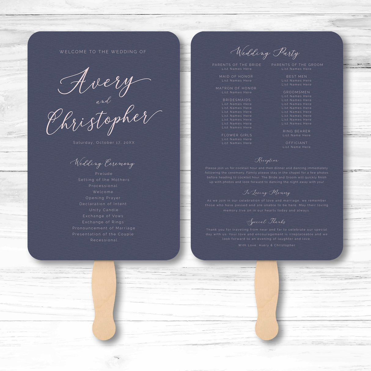 Specialty Paper Wedding or Event Program Fans