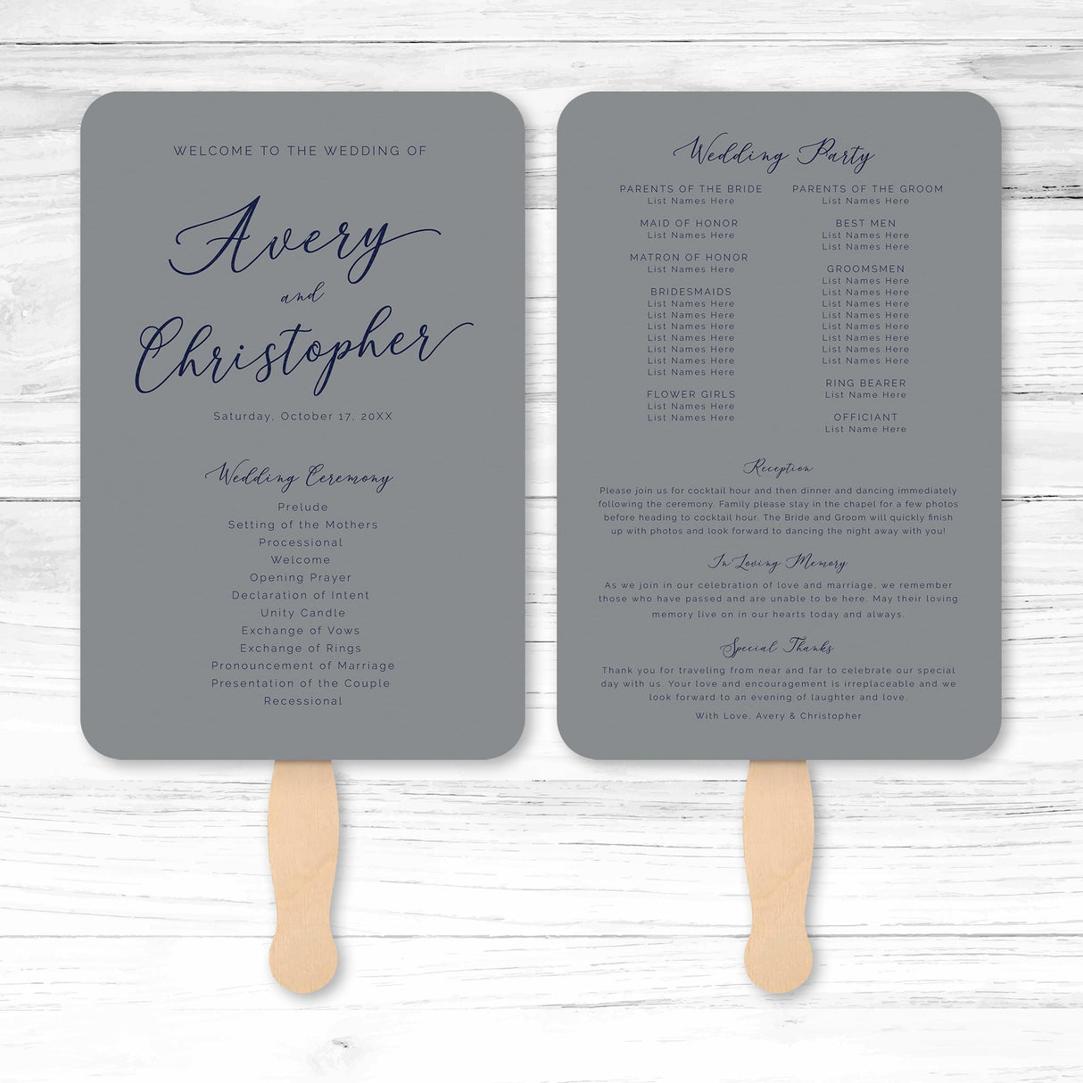 Specialty Paper Wedding or Event Program Fans