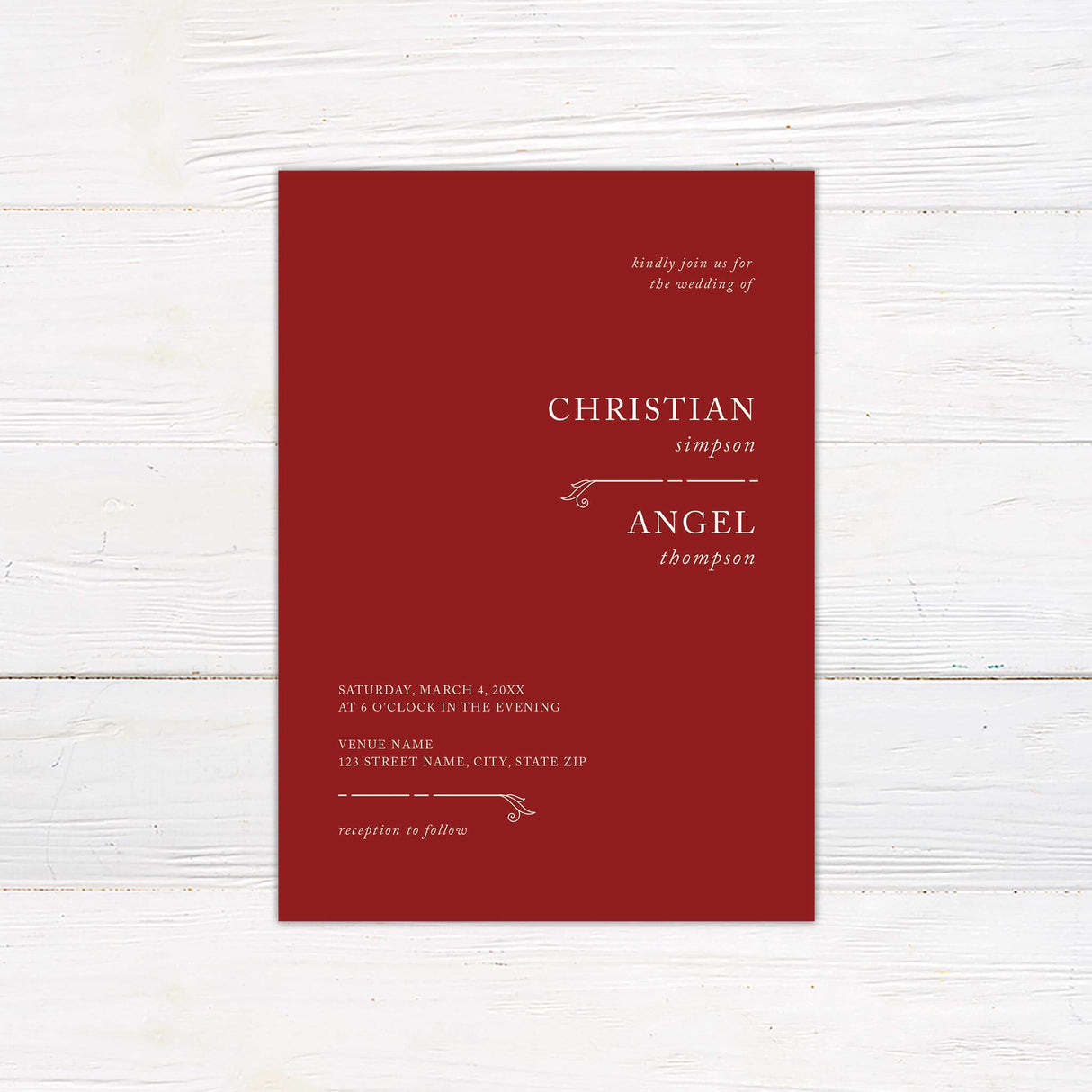 Simple Lines Minimalist Wedding Invitation