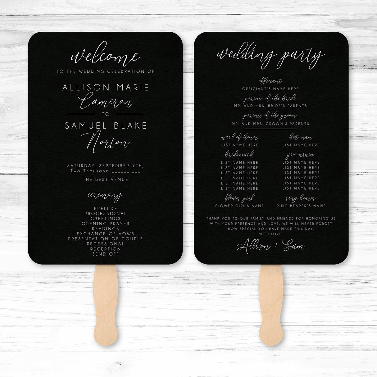 Specialty Paper Wedding or Event Program Fans