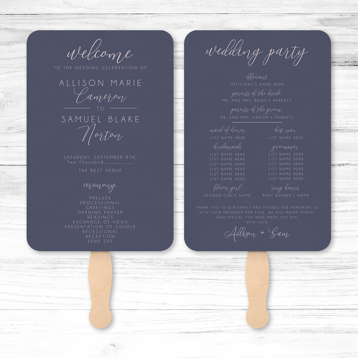 Specialty Paper Wedding or Event Program Fans