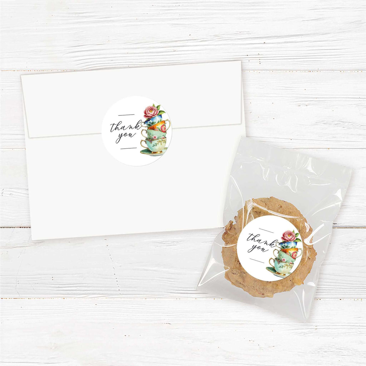 Beautiful Sip and See baby shower stickers featuring a stack of vintage floral tea cups with a blooming pink peony on top. Designed in a watercolor style, this elegant printed invitation has a minimalist white background with classic script and serif fonts for a timeless look. Ideal for tea-themed baby welcome parties, this invitation is professionally printed on premium cardstock and includes matching envelopes for a polished presentation.