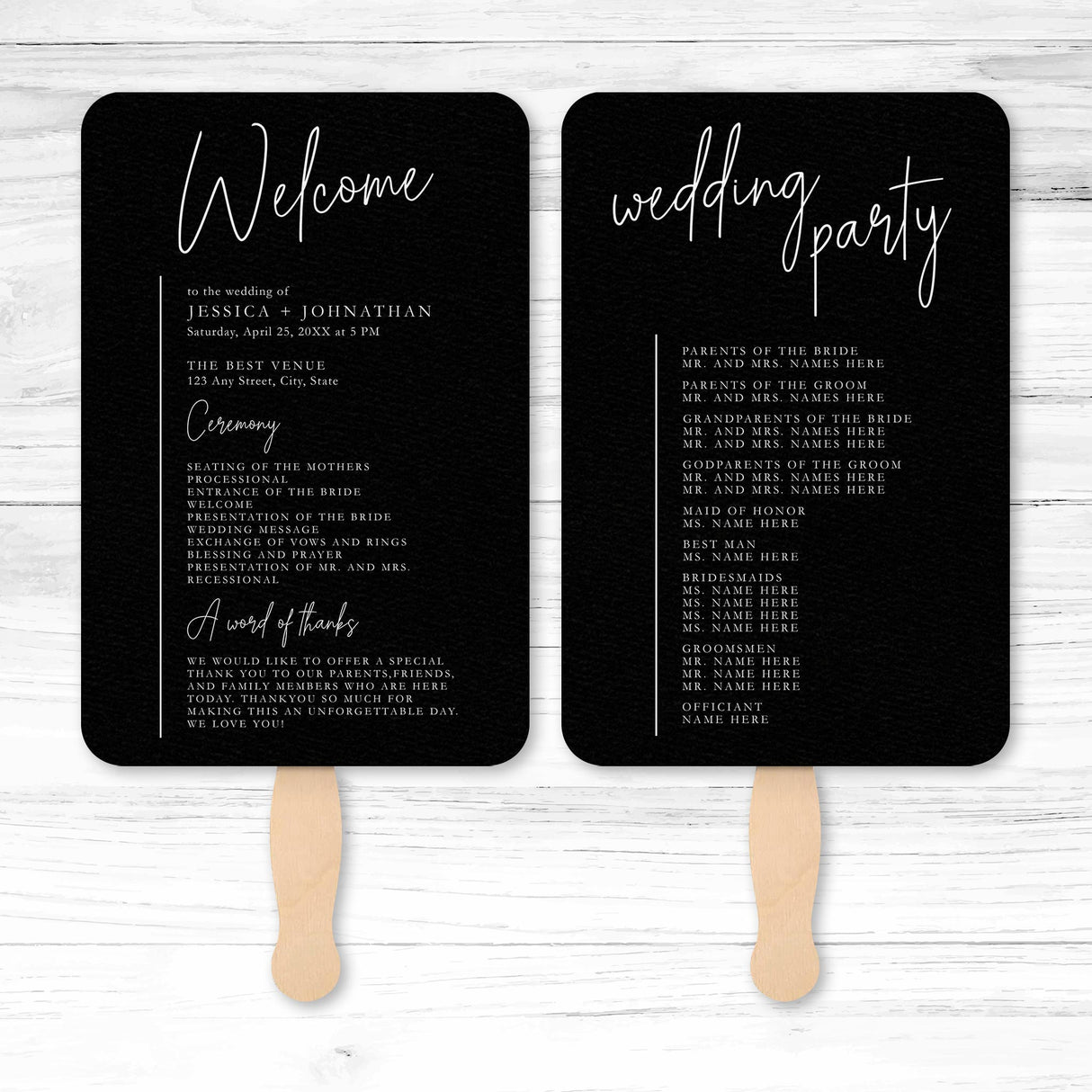 Specialty Paper Wedding or Event Program Fans