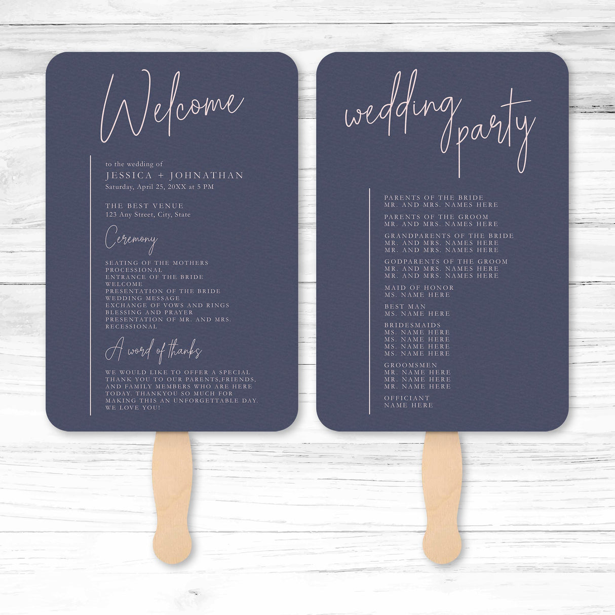 Specialty Paper Wedding or Event Program Fans