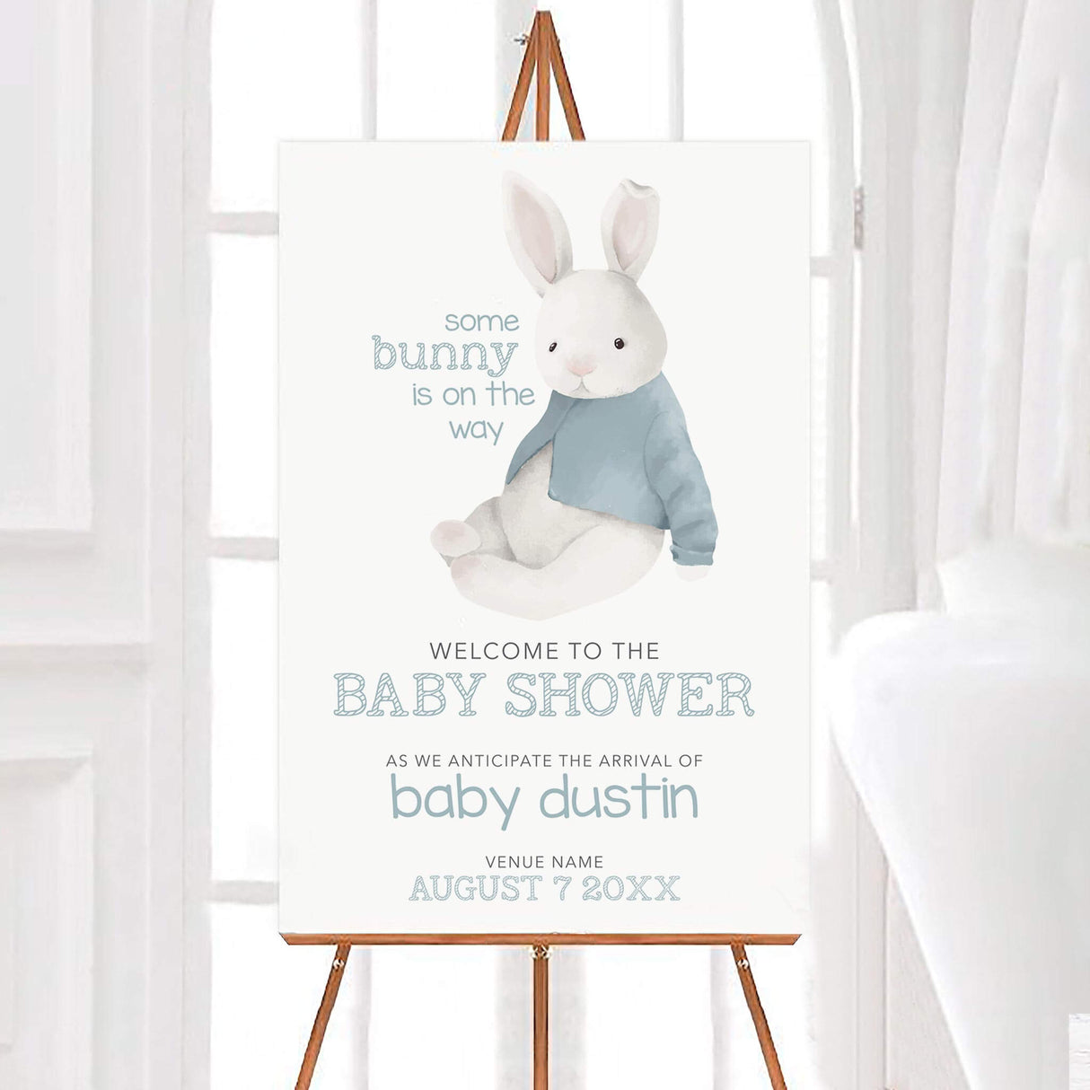Invitación suave para baby shower de conejo