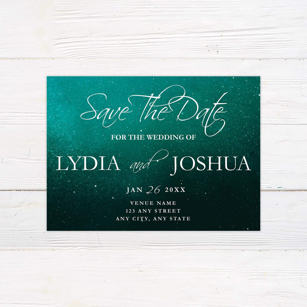 Sparkling Emerald Save The Date - goprintplus