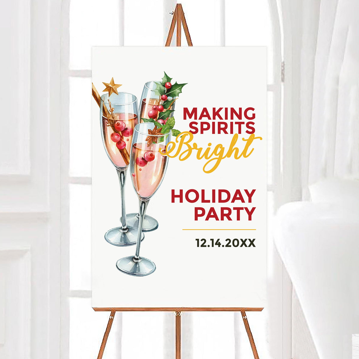 Festive Cheer Champagne Holiday Party Welcome Sign
