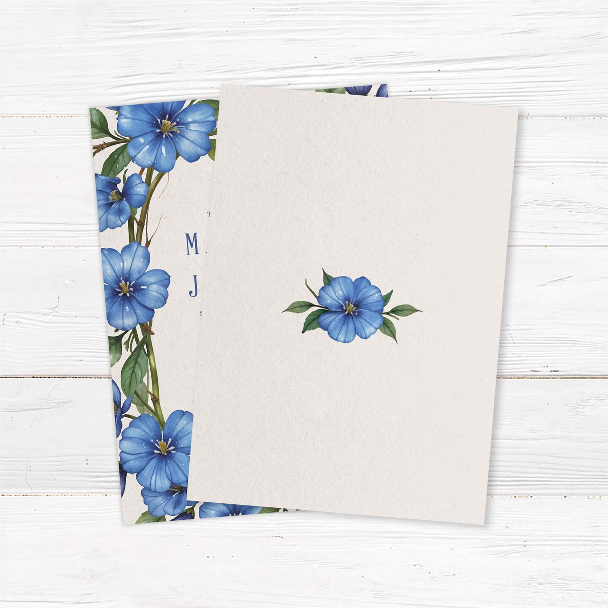 Elegant floral wedding invitation featuring delicate watercolor flowers and timeless typography, professionally printed on high-quality cardstock. This customizable invitation includes names, wedding date, venue details, and RSVP information. Perfect for classic, rustic, boho, and modern weddings, available in matte, linen, or textured finishes. Print-only, no digital files. back