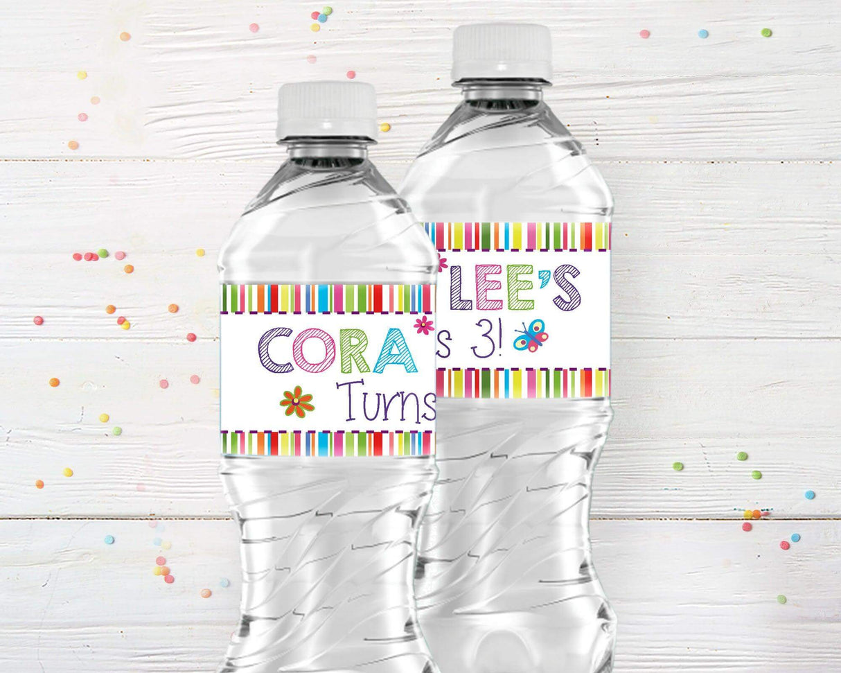 Summer Flowers Water Bottle Labels - goprintplus