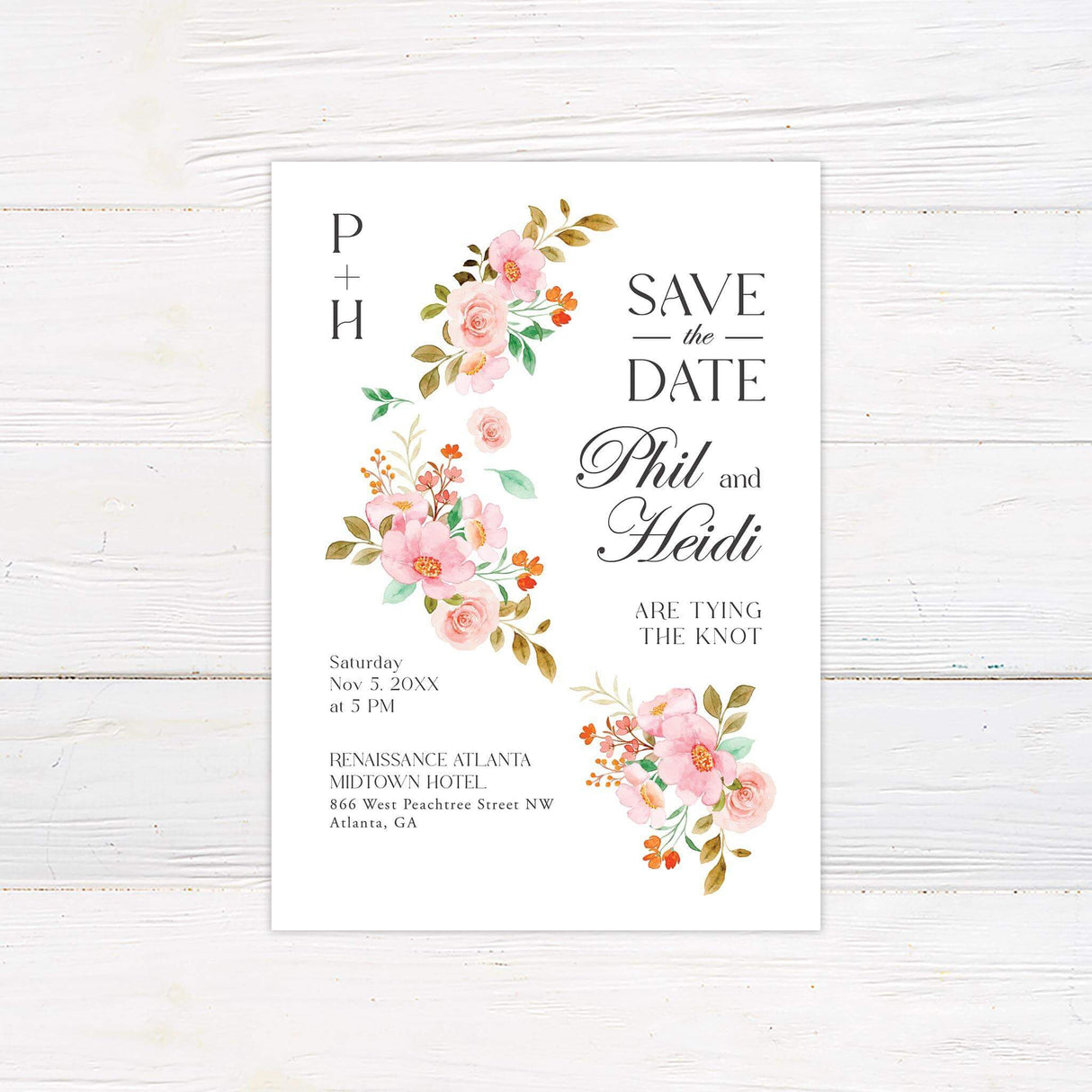 Sweeping Floral Vine Save The Date - goprintplus