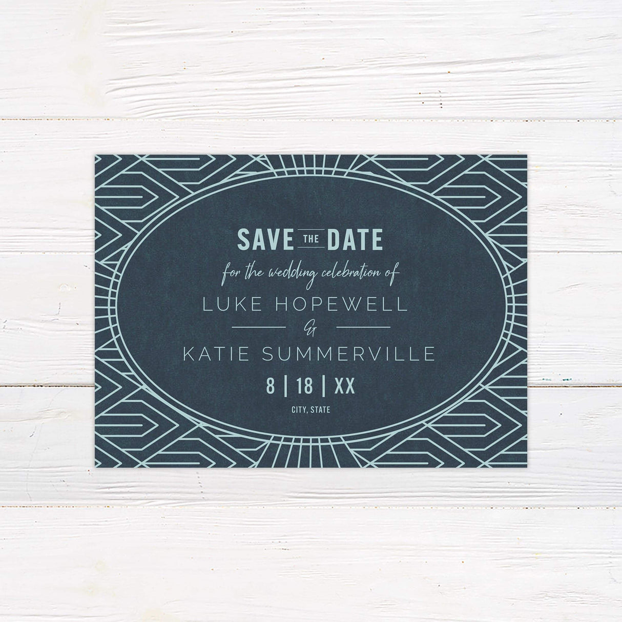 Teal Art Deco Save The Date - goprintplus