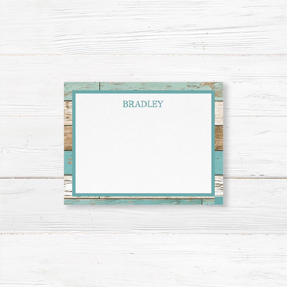 Teal Rustic Wood Note Card