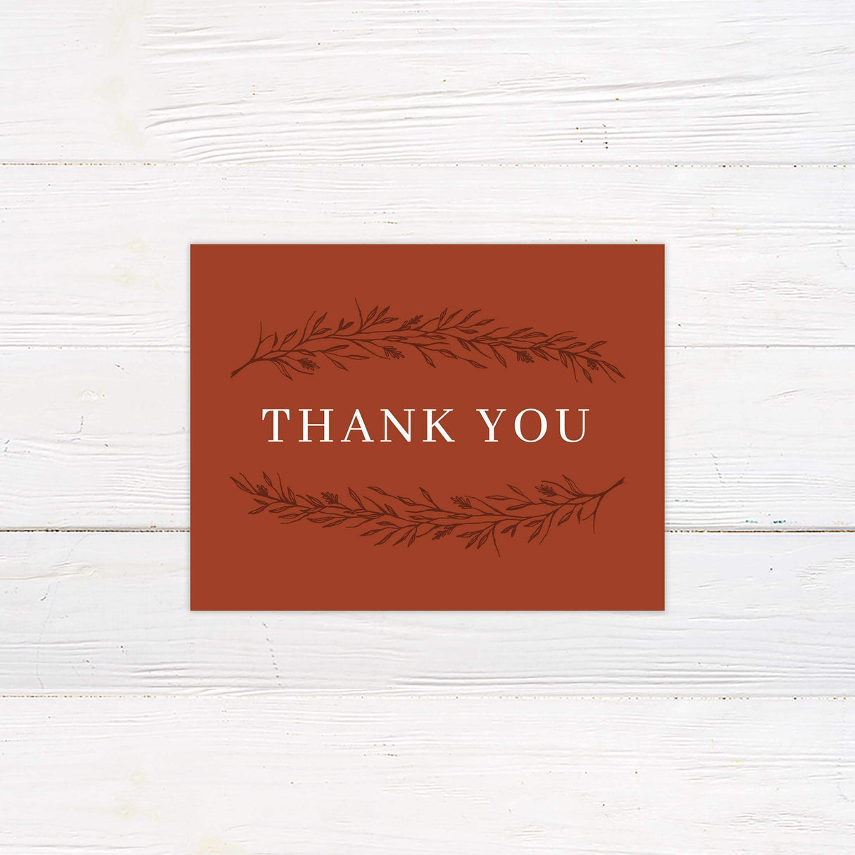 Terracotta Foliage Thank You Card - goprintplus