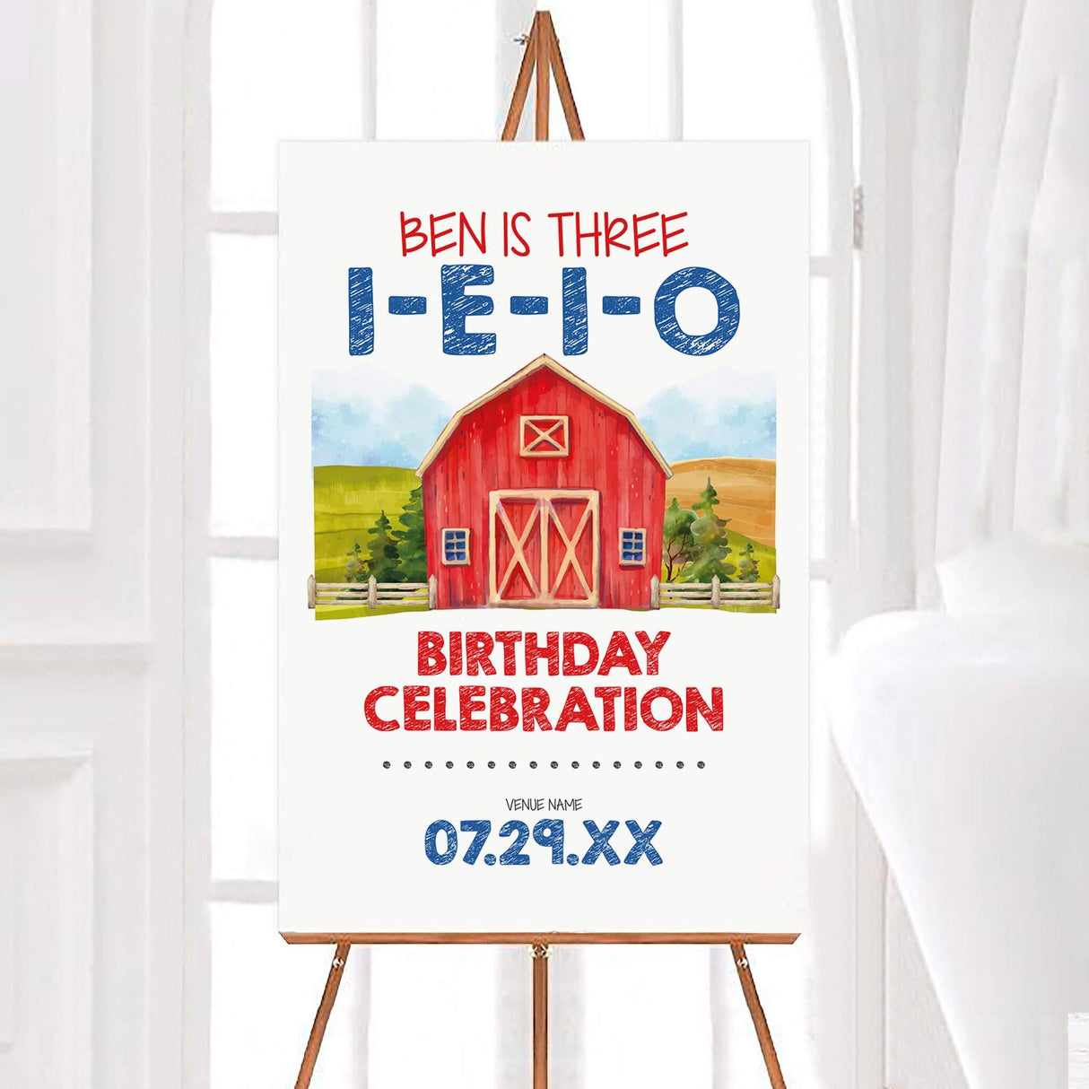 Three I E I O Birthday Invitation