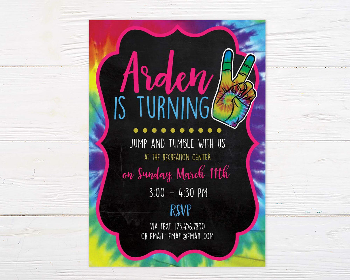 Tie Dye Birthday Invitations - goprintplus