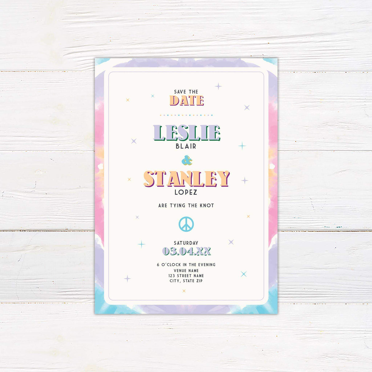 Tie Dye Save The Date - goprintplus