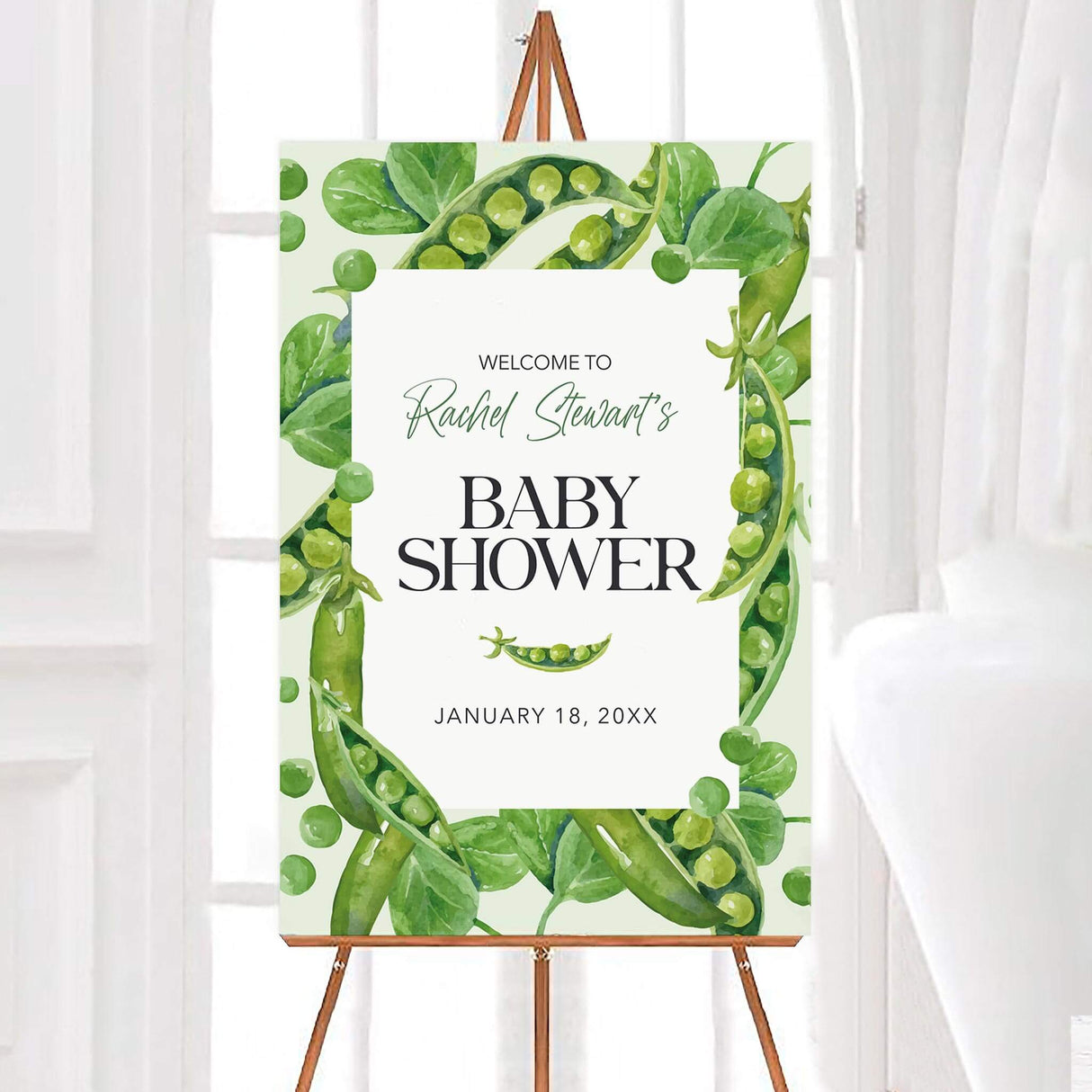 Two Peas in a Pod Baby Shower Welcome Sign with Pea Pod Design, Perfect for Twins