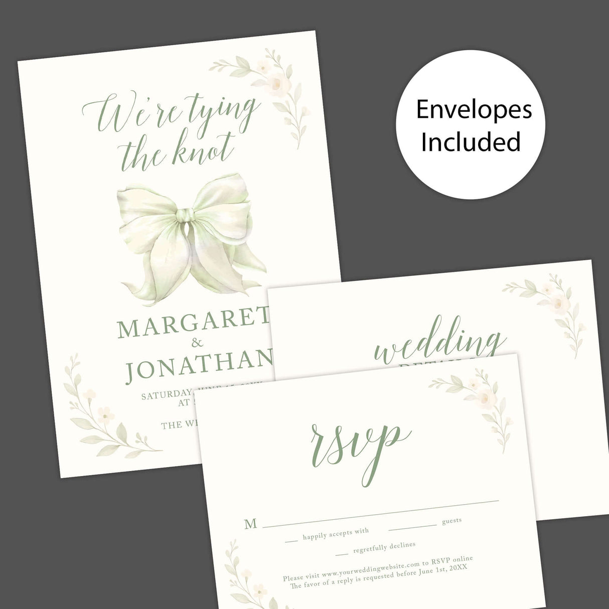 Tying the Knot Wedding Invitation with an Elegant Bow Design