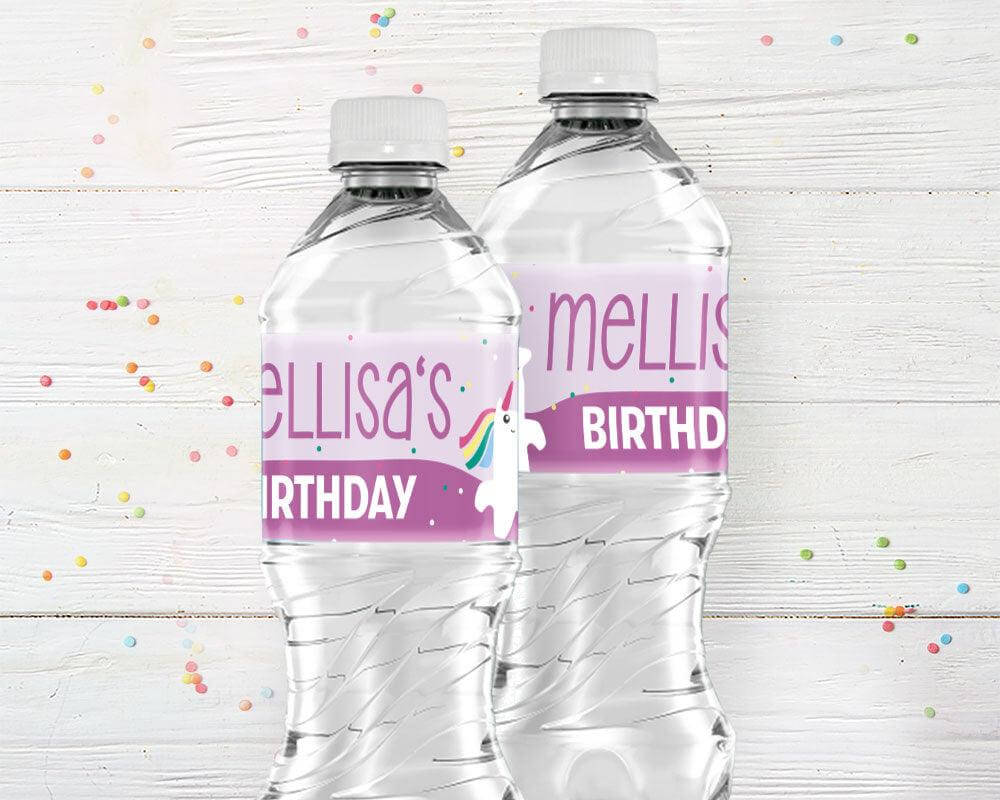 Unicorn Birthday Water Bottle Labels - goprintplus