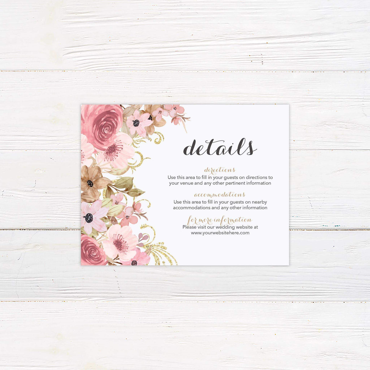 Vintage Pink Floral Details Cards - goprintplus