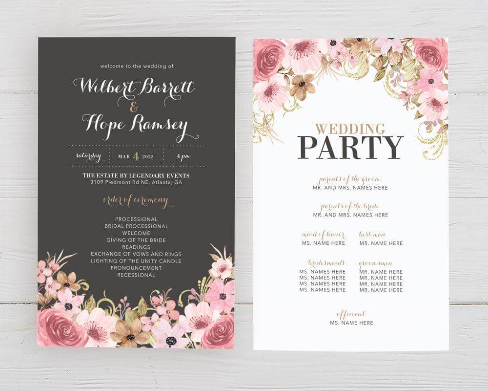 Vintage Pink Floral Program - goprintplus