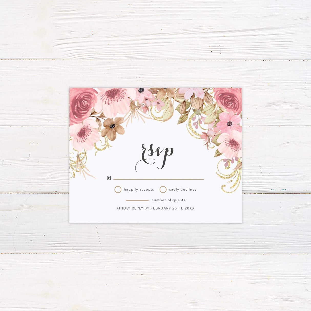 Vintage Pink Floral RSVP - goprintplus