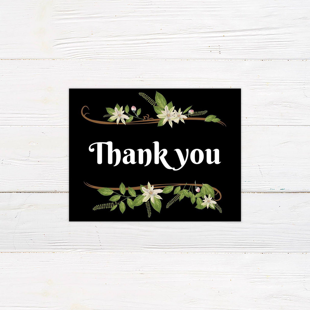 Vintage White Floral Thank You Card - goprintplus